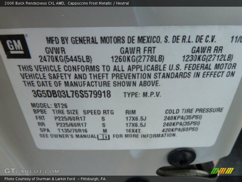 Cappuccino Frost Metallic / Neutral 2006 Buick Rendezvous CXL AWD