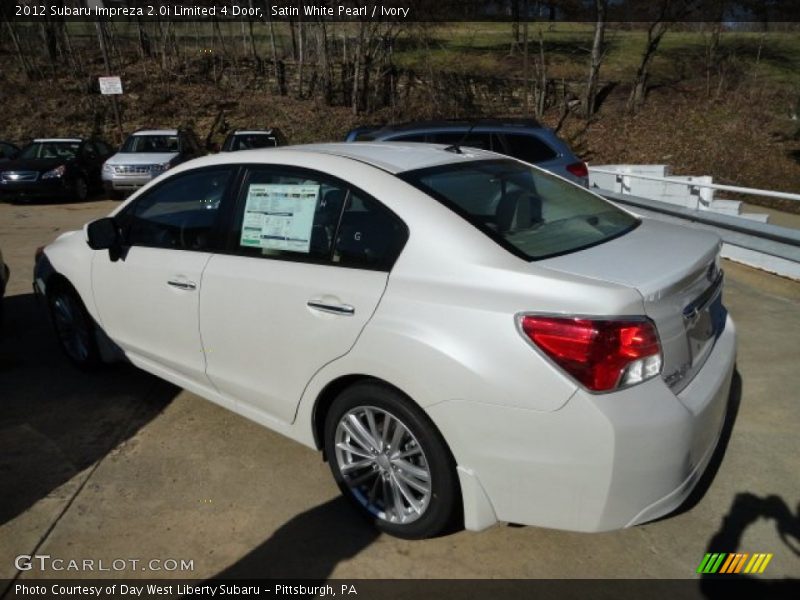 Satin White Pearl / Ivory 2012 Subaru Impreza 2.0i Limited 4 Door