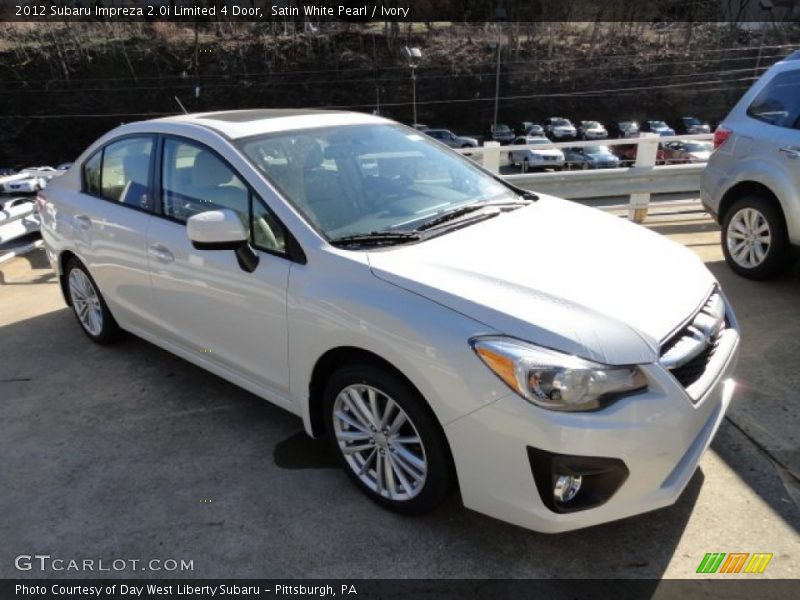 Satin White Pearl / Ivory 2012 Subaru Impreza 2.0i Limited 4 Door