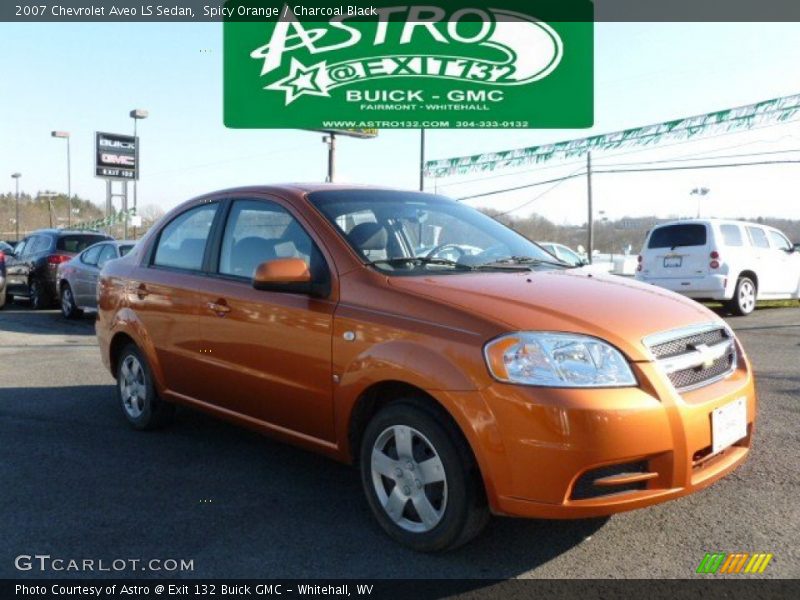 Spicy Orange / Charcoal Black 2007 Chevrolet Aveo LS Sedan