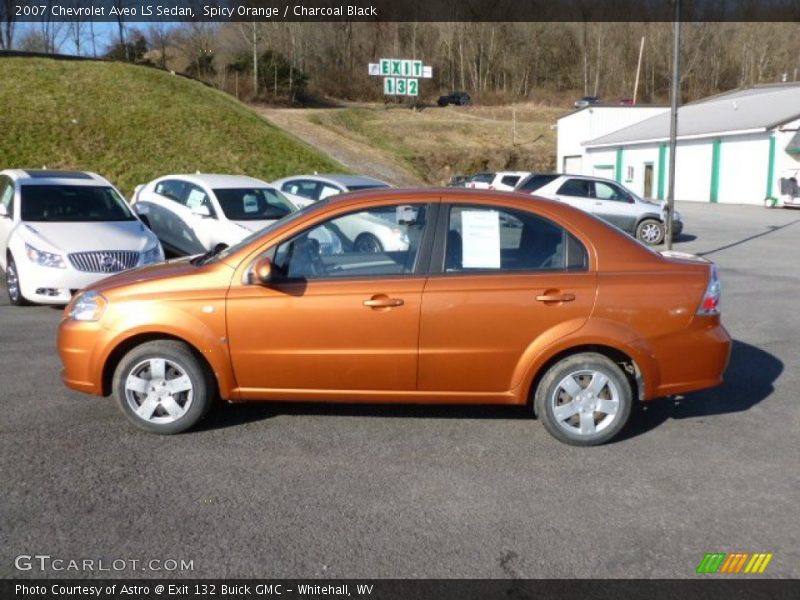 Spicy Orange / Charcoal Black 2007 Chevrolet Aveo LS Sedan