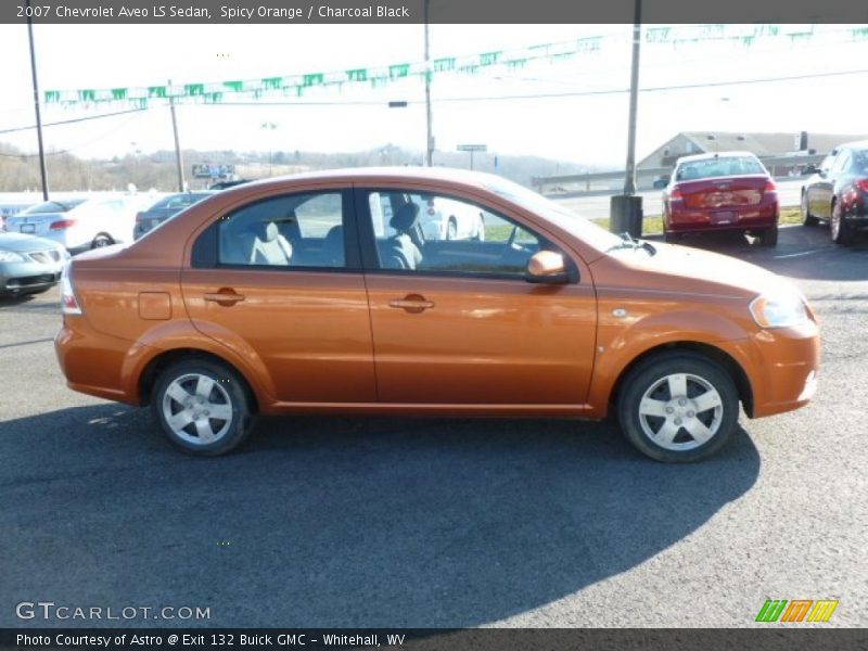 Spicy Orange / Charcoal Black 2007 Chevrolet Aveo LS Sedan