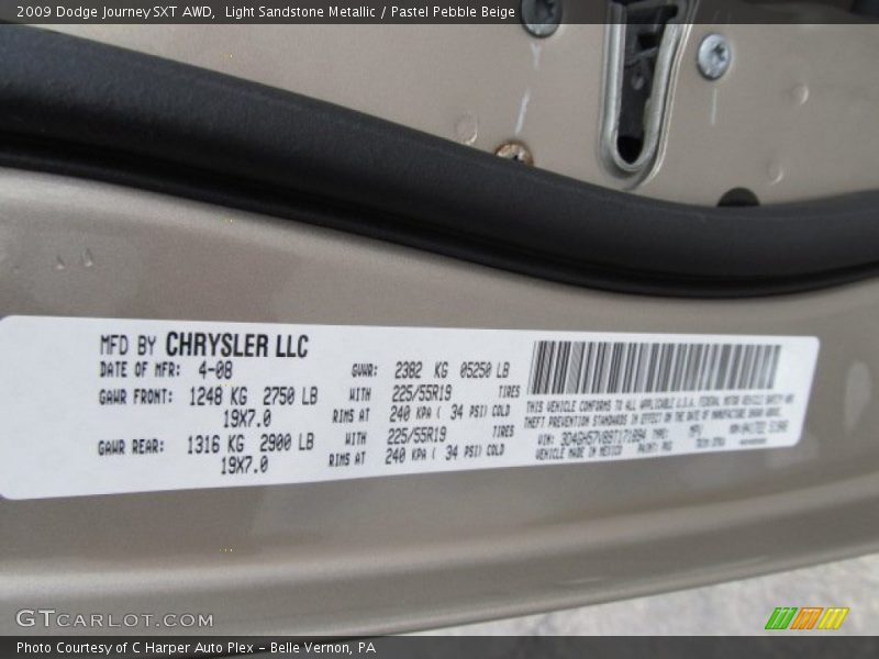 Light Sandstone Metallic / Pastel Pebble Beige 2009 Dodge Journey SXT AWD