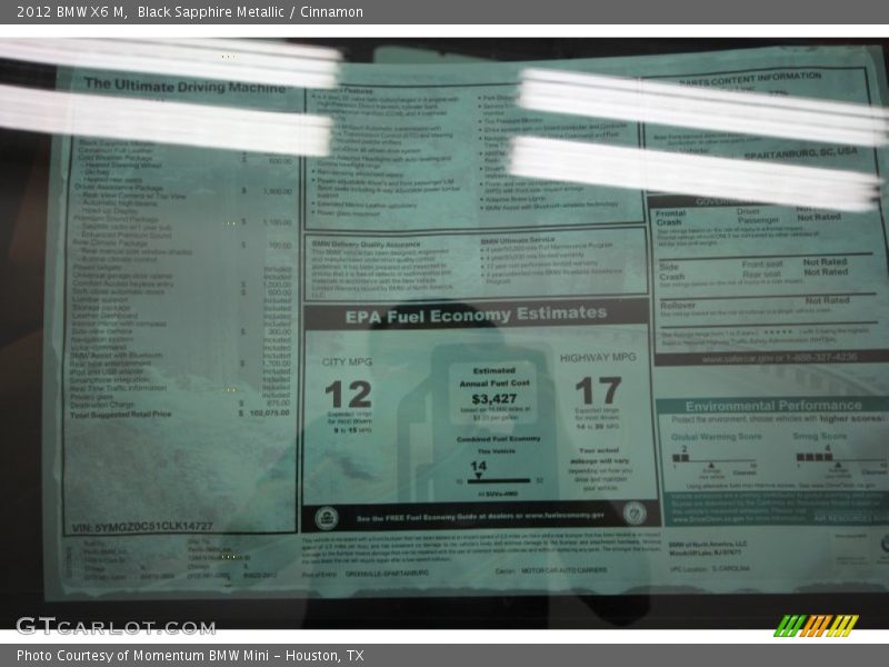Black Sapphire Metallic / Cinnamon 2012 BMW X6 M