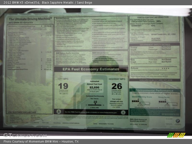 Black Sapphire Metallic / Sand Beige 2012 BMW X5 xDrive35d