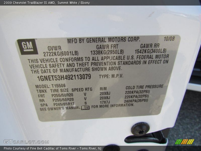 Summit White / Ebony 2009 Chevrolet TrailBlazer SS AWD