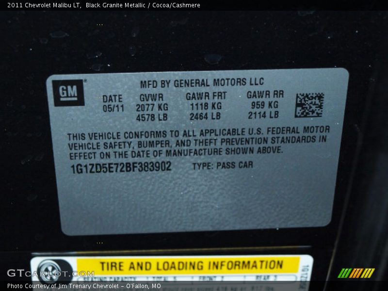 Black Granite Metallic / Cocoa/Cashmere 2011 Chevrolet Malibu LT