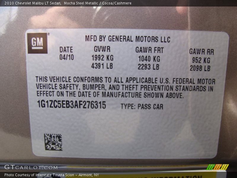 Mocha Steel Metallic / Cocoa/Cashmere 2010 Chevrolet Malibu LT Sedan