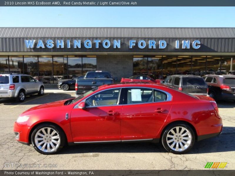Red Candy Metallic / Light Camel/Olive Ash 2010 Lincoln MKS EcoBoost AWD