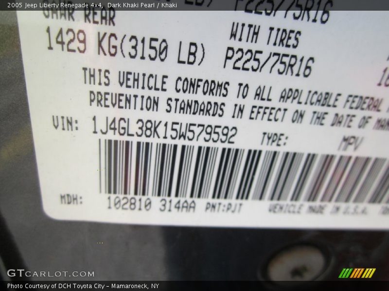 Dark Khaki Pearl / Khaki 2005 Jeep Liberty Renegade 4x4