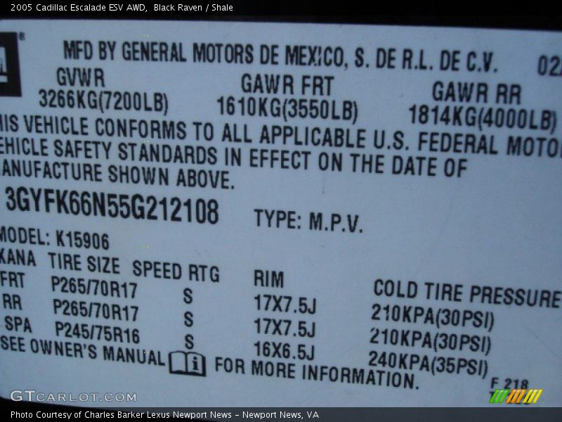 Black Raven / Shale 2005 Cadillac Escalade ESV AWD