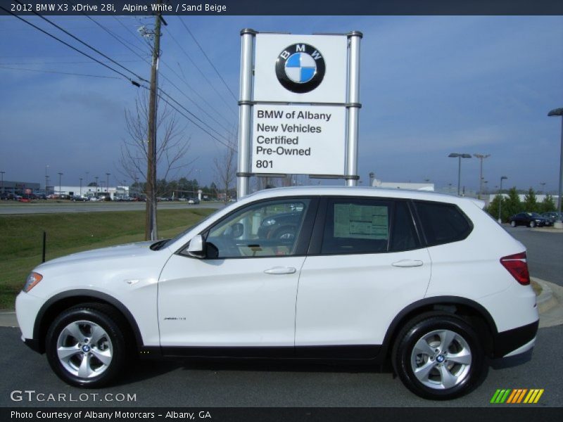 Alpine White / Sand Beige 2012 BMW X3 xDrive 28i
