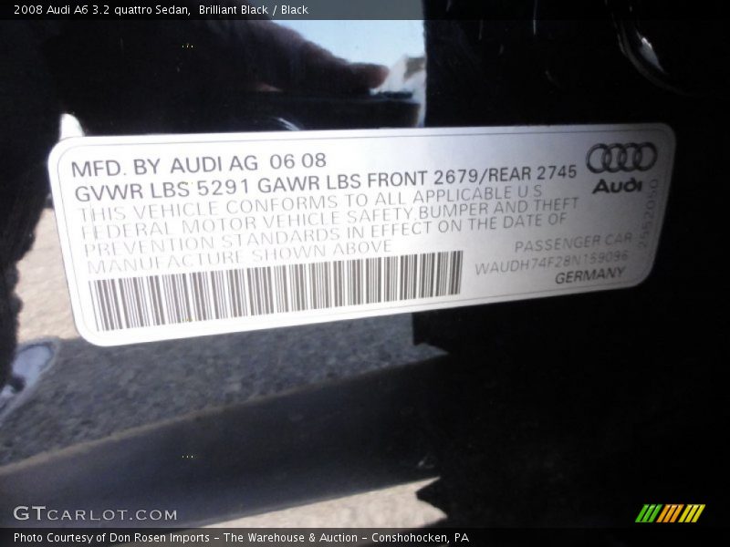 Brilliant Black / Black 2008 Audi A6 3.2 quattro Sedan