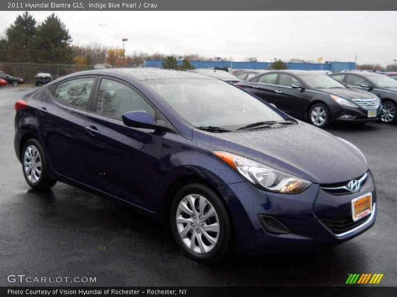 Indigo Blue Pearl / Gray 2011 Hyundai Elantra GLS