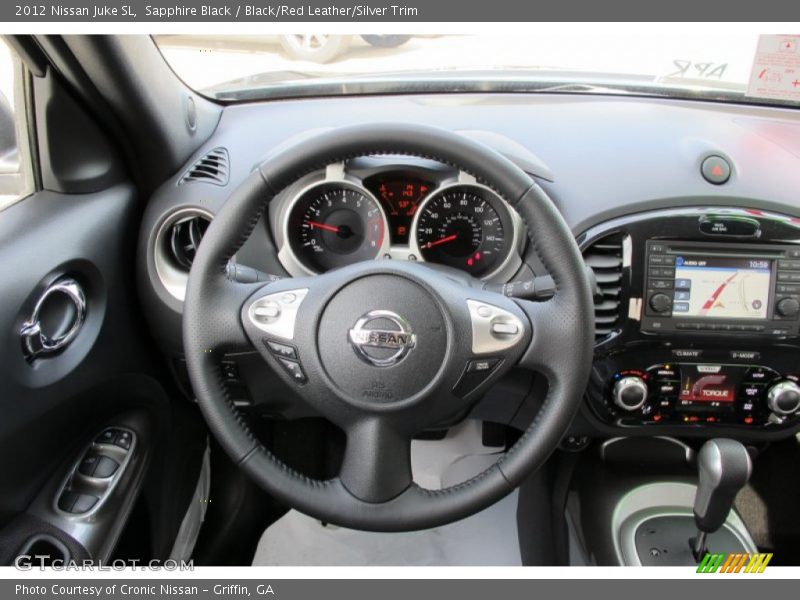 Sapphire Black / Black/Red Leather/Silver Trim 2012 Nissan Juke SL