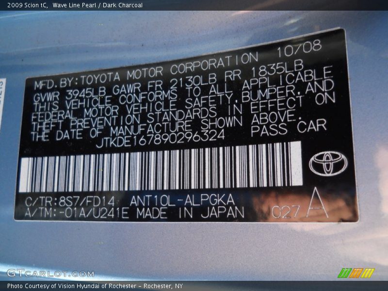 Wave Line Pearl / Dark Charcoal 2009 Scion tC