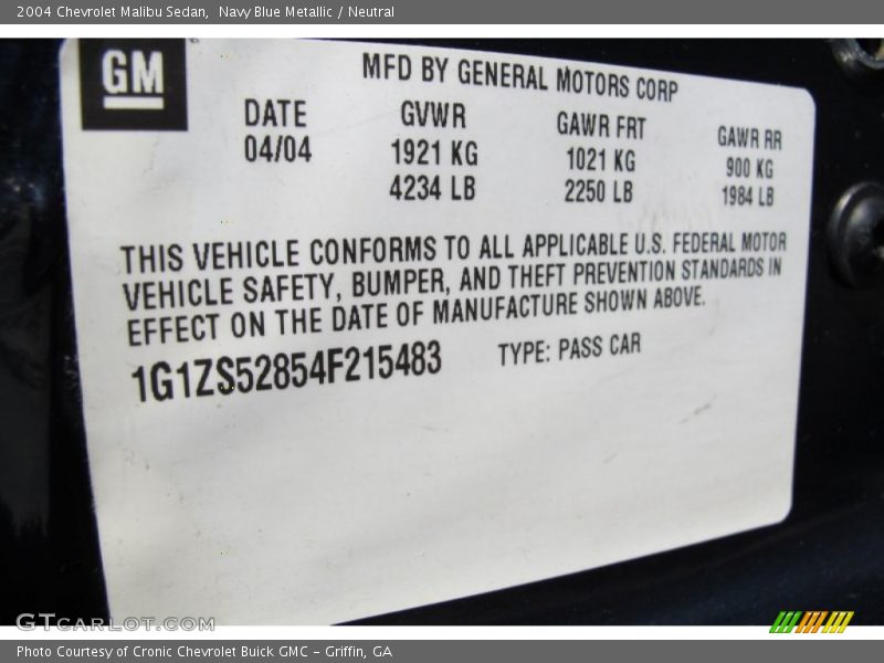 Navy Blue Metallic / Neutral 2004 Chevrolet Malibu Sedan