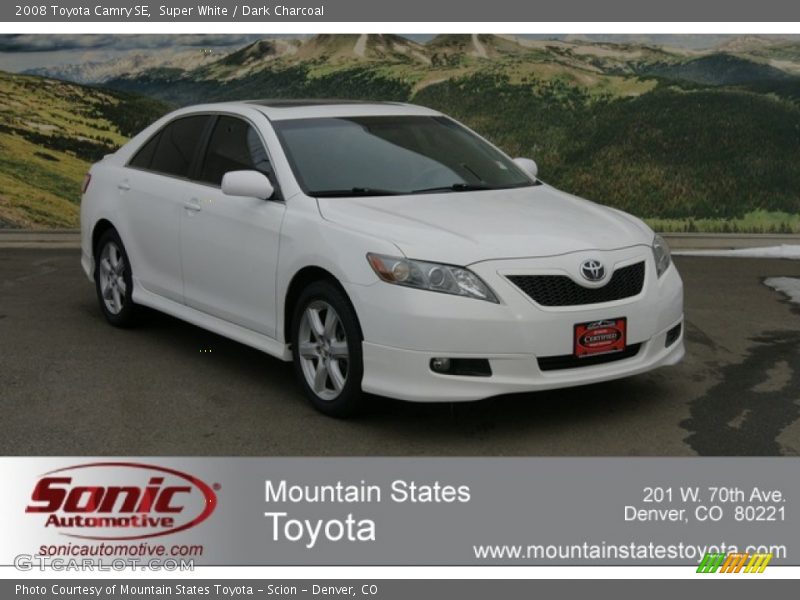 Super White / Dark Charcoal 2008 Toyota Camry SE