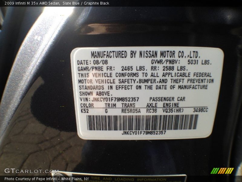 Slate Blue / Graphite Black 2009 Infiniti M 35x AWD Sedan