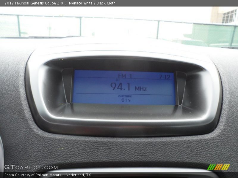 Monaco White / Black Cloth 2012 Hyundai Genesis Coupe 2.0T
