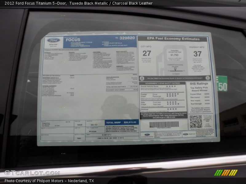  2012 Focus Titanium 5-Door Window Sticker