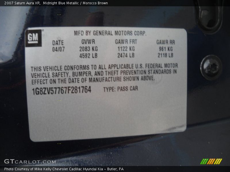Midnight Blue Metallic / Morocco Brown 2007 Saturn Aura XR