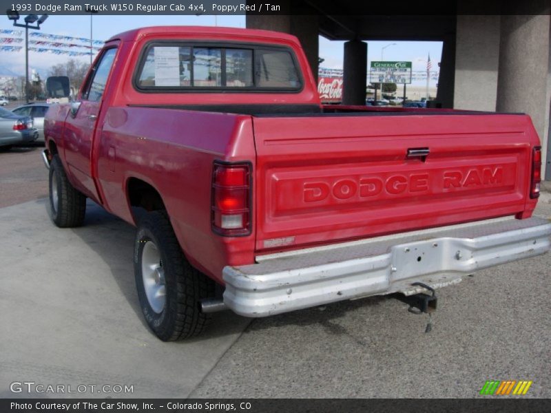Poppy Red / Tan 1993 Dodge Ram Truck W150 Regular Cab 4x4