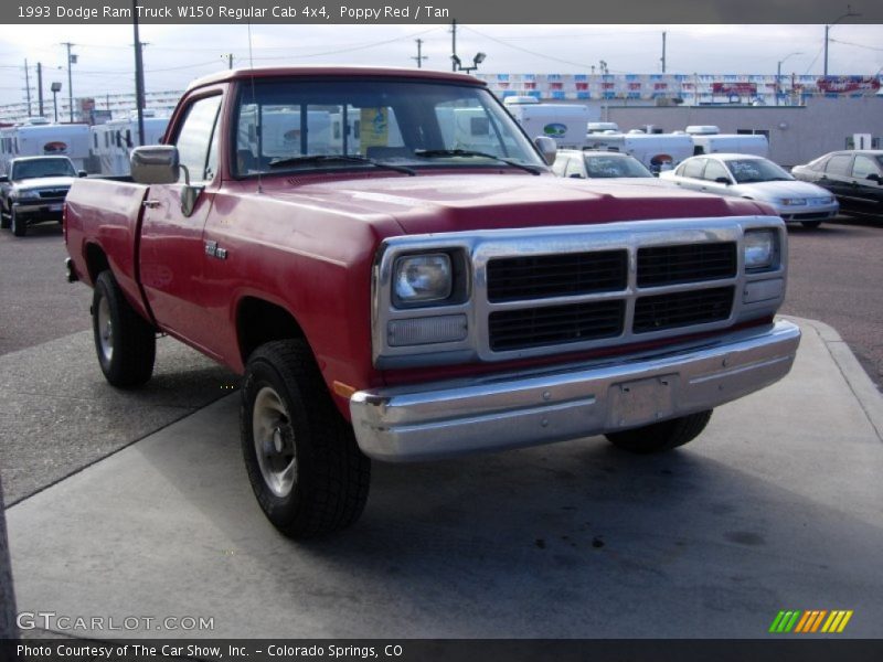 Poppy Red / Tan 1993 Dodge Ram Truck W150 Regular Cab 4x4