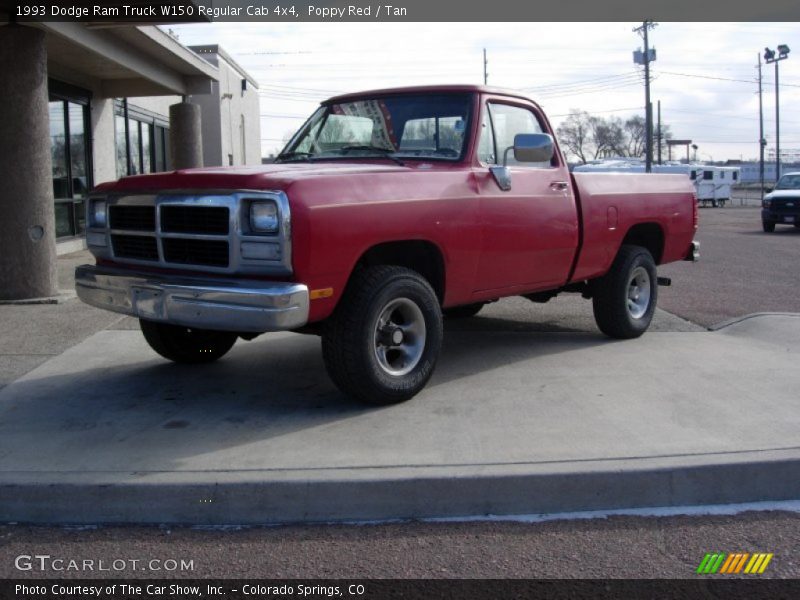 Poppy Red / Tan 1993 Dodge Ram Truck W150 Regular Cab 4x4
