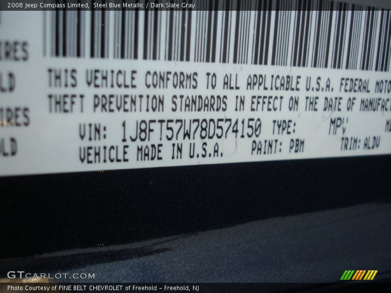 2008 Compass Limited Steel Blue Metallic Color Code PBM