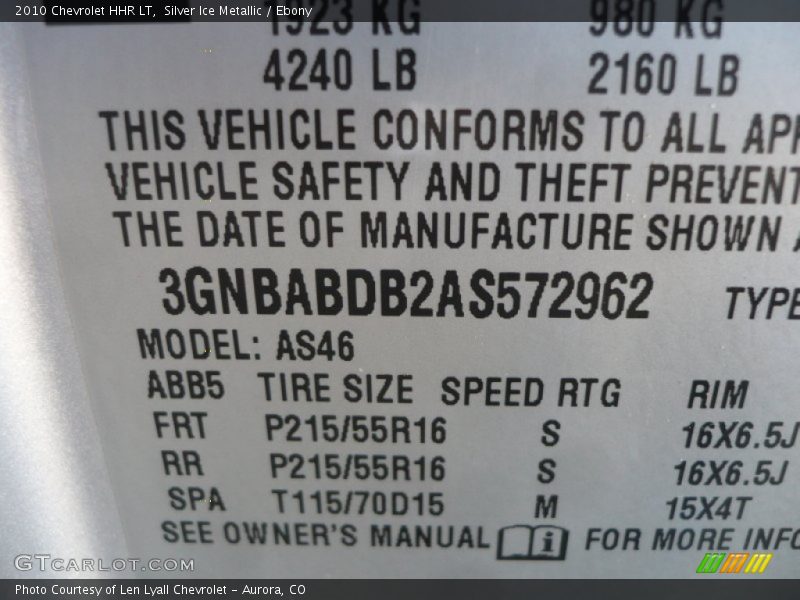 Silver Ice Metallic / Ebony 2010 Chevrolet HHR LT