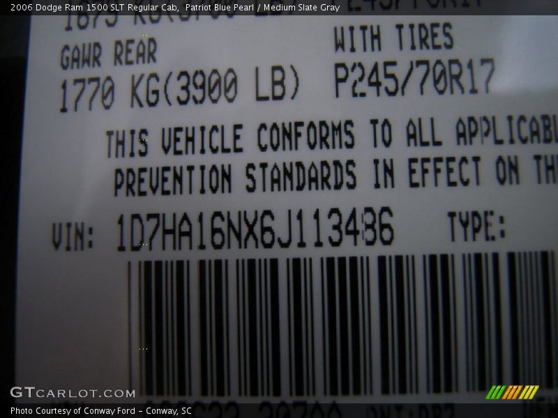 Patriot Blue Pearl / Medium Slate Gray 2006 Dodge Ram 1500 SLT Regular Cab