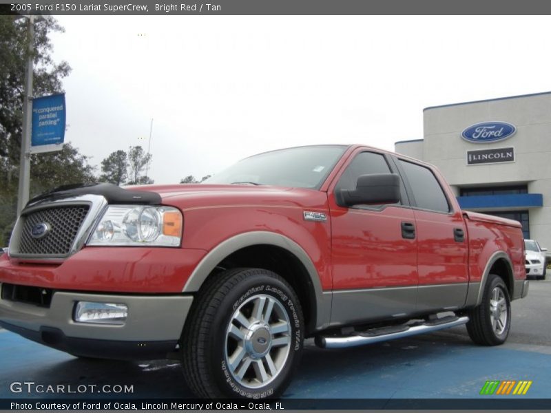 Bright Red / Tan 2005 Ford F150 Lariat SuperCrew