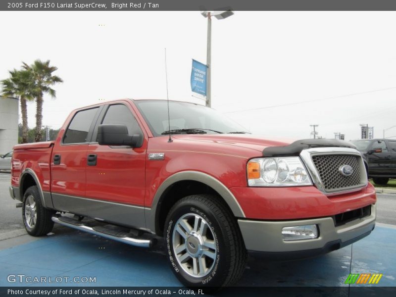 Bright Red / Tan 2005 Ford F150 Lariat SuperCrew