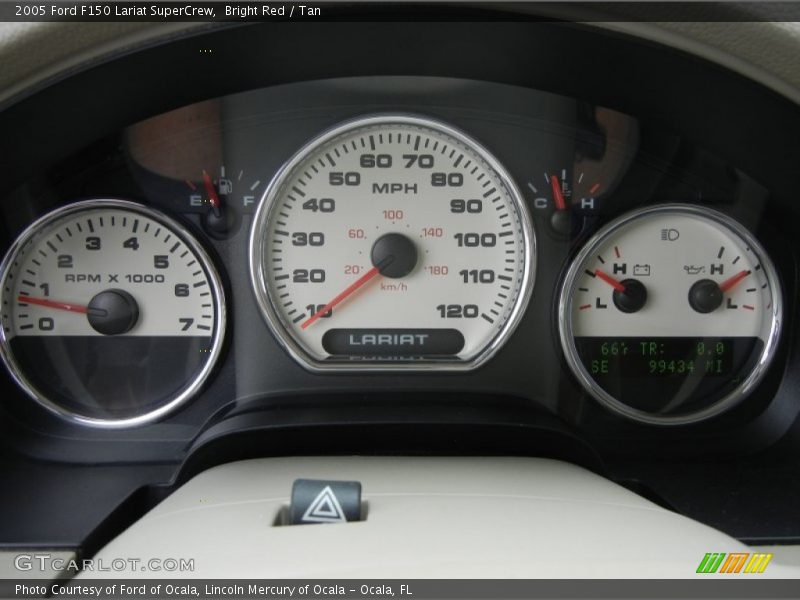 Bright Red / Tan 2005 Ford F150 Lariat SuperCrew