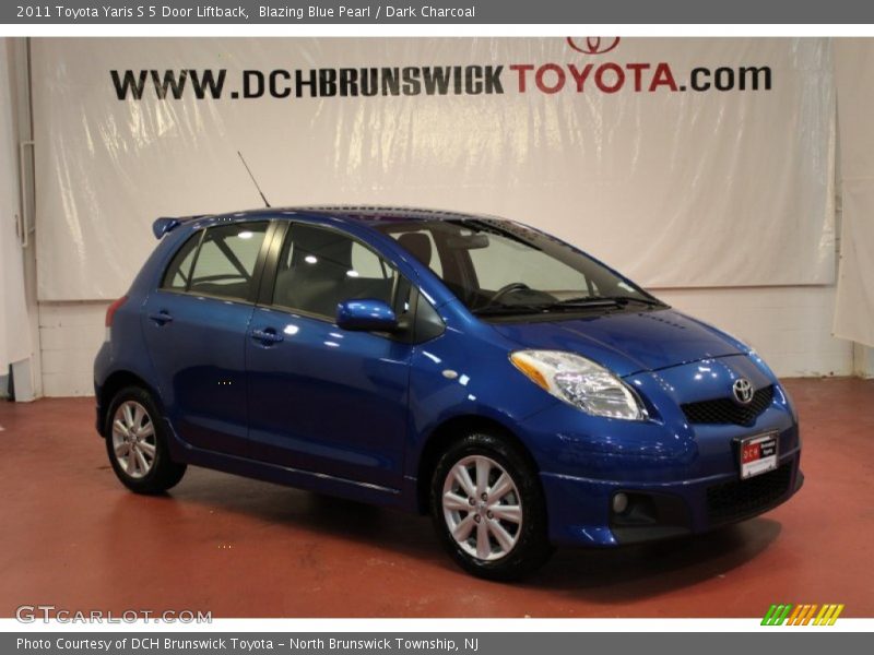 Blazing Blue Pearl / Dark Charcoal 2011 Toyota Yaris S 5 Door Liftback