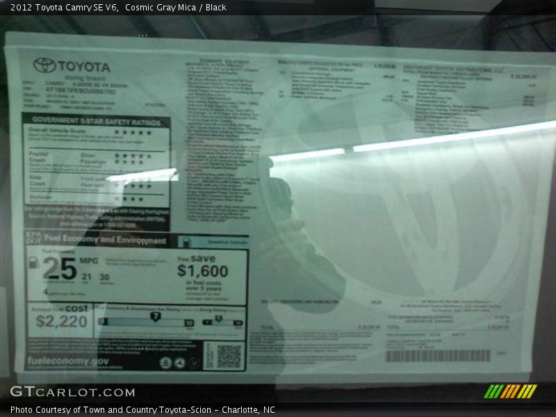 Cosmic Gray Mica / Black 2012 Toyota Camry SE V6