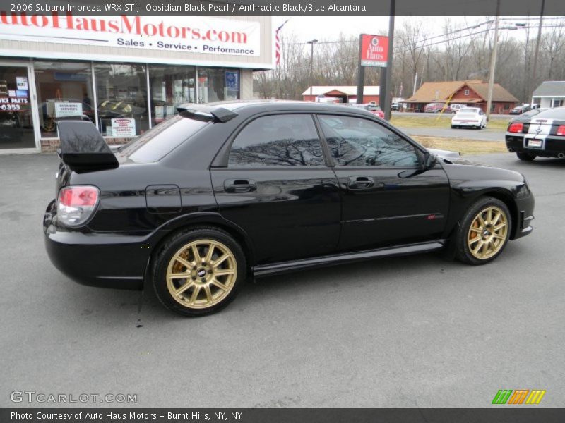 Obsidian Black Pearl / Anthracite Black/Blue Alcantara 2006 Subaru Impreza WRX STi