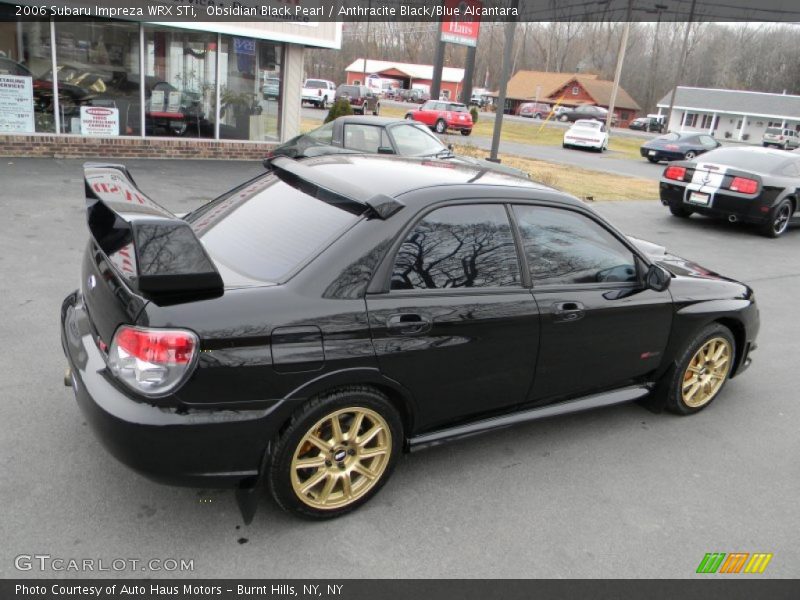 Obsidian Black Pearl / Anthracite Black/Blue Alcantara 2006 Subaru Impreza WRX STi