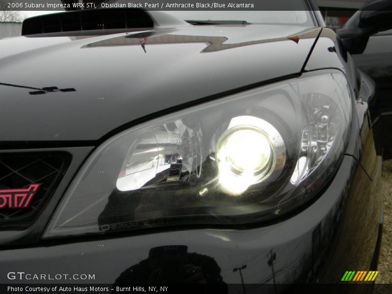 Obsidian Black Pearl / Anthracite Black/Blue Alcantara 2006 Subaru Impreza WRX STi