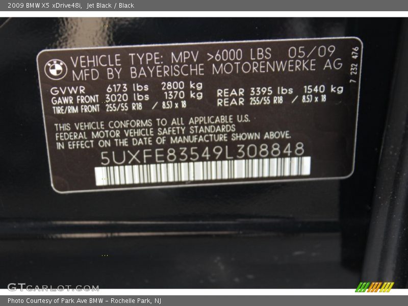Jet Black / Black 2009 BMW X5 xDrive48i