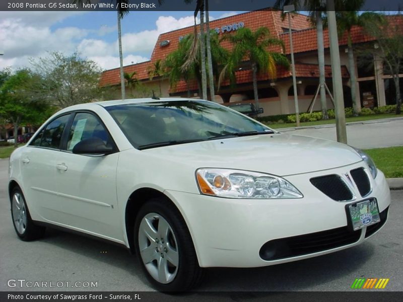 Ivory White / Ebony Black 2008 Pontiac G6 Sedan