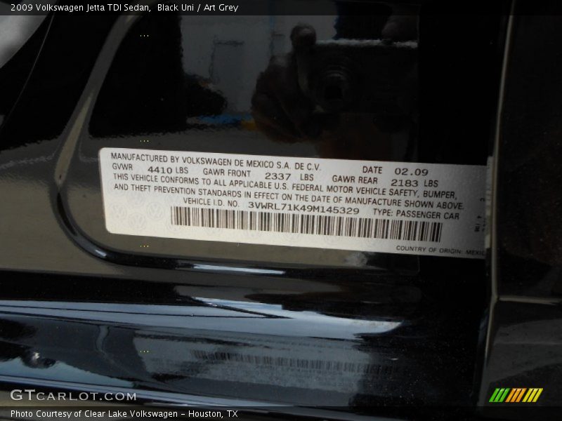 Black Uni / Art Grey 2009 Volkswagen Jetta TDI Sedan