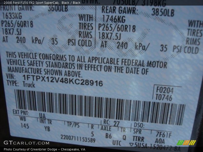 Black / Black 2008 Ford F150 FX2 Sport SuperCab