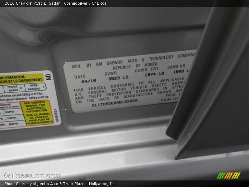 Cosmic Silver / Charcoal 2010 Chevrolet Aveo LT Sedan