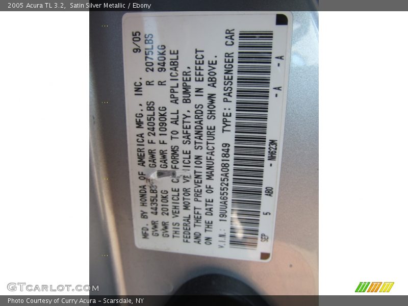 Satin Silver Metallic / Ebony 2005 Acura TL 3.2