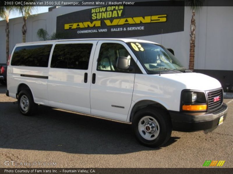 Summit White / Medium Pewter 2003 GMC Savana Van 3500 SLE Passenger