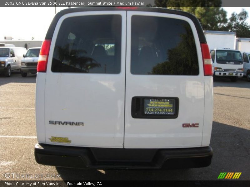 Summit White / Medium Pewter 2003 GMC Savana Van 3500 SLE Passenger