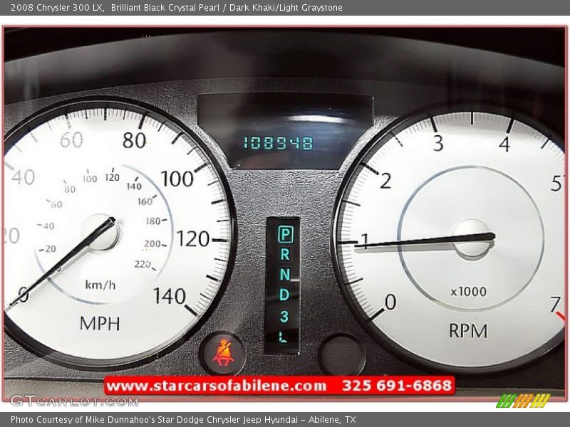Brilliant Black Crystal Pearl / Dark Khaki/Light Graystone 2008 Chrysler 300 LX