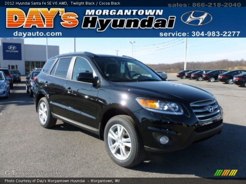 Twilight Black / Cocoa Black 2012 Hyundai Santa Fe SE V6 AWD